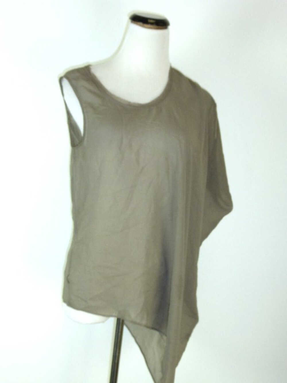HELMUT LANG SILK oversized SHEER TOP asymmetrical drape sleeve